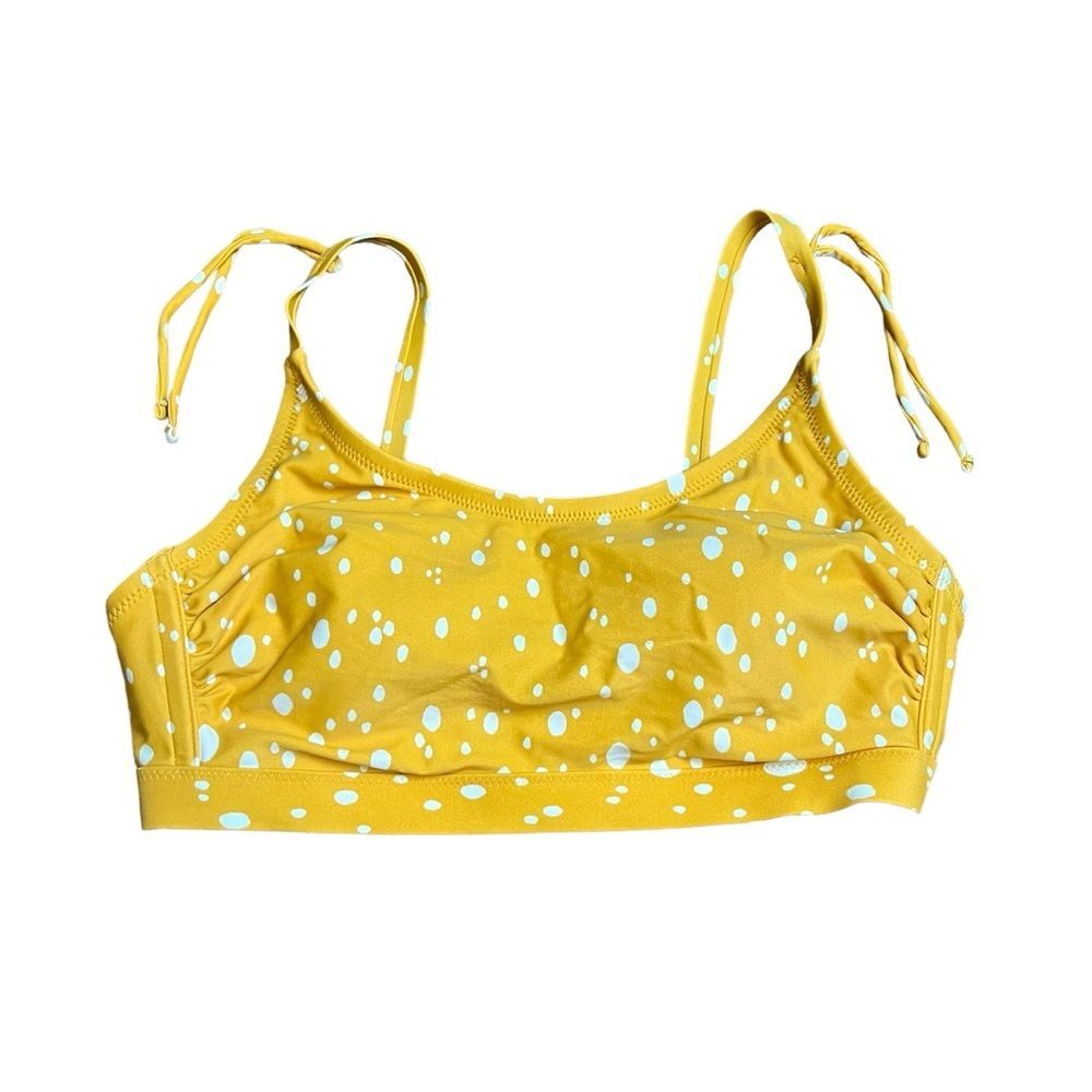 Kona Sol Yellow White Polka Dot Bikini Top Size 14W Women